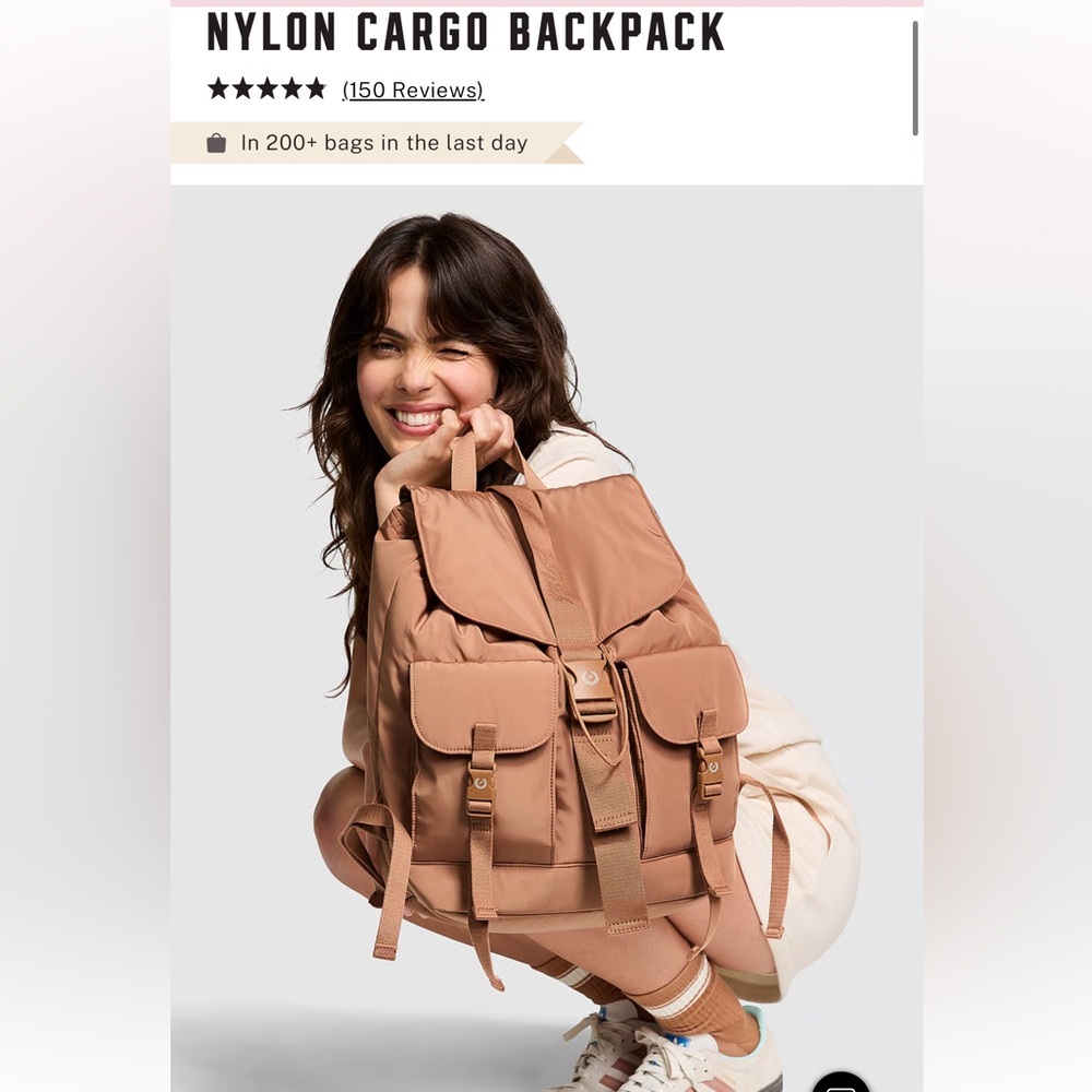 Nylon Cargo Backpack | PINK. In the color TOFFEE. NWT